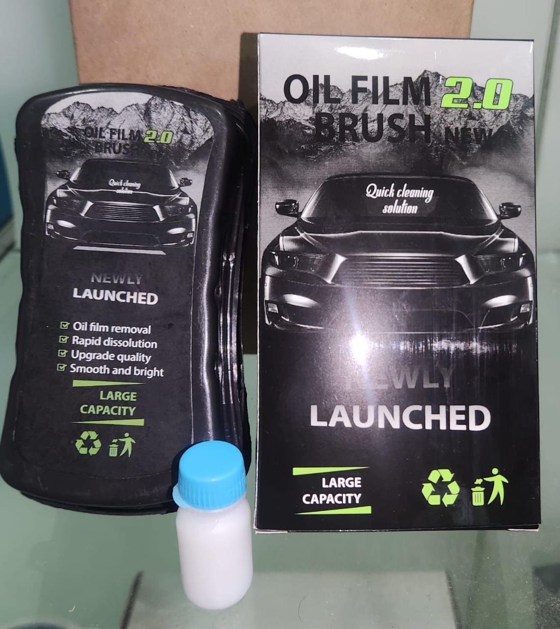 1Pc Oil Film Brush 2.0 Clear Vision Glass Cleaner [ With Extra Liquid]